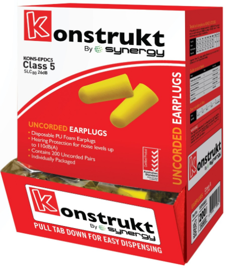 EARPLUGS DISPOSABLE UNCORDED CL5 27DB ( BOX 200) 